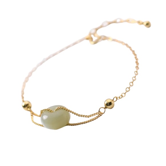 14k GOLD REAL JADE Bracelet - Picture 6 of 6